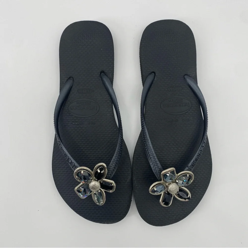 Havaianas slim Luxury Jeweled flip flops thong sandals size EU 37-38